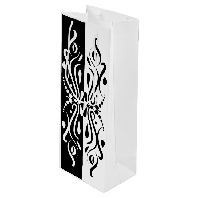 Eleganter Abstrakter Harlequin-Stil Geschenktüte Für Weinflaschen (Vorderseite Schrägansicht)