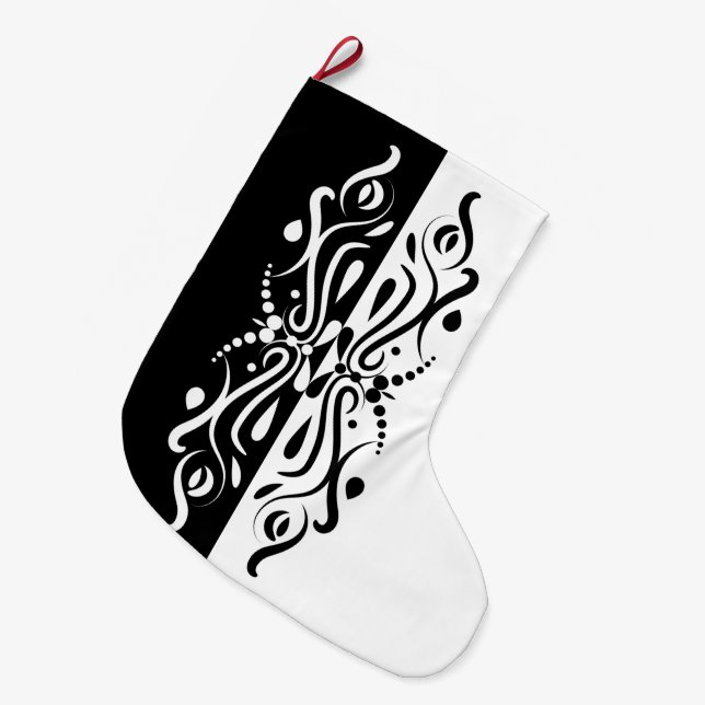 Eleganter Abstrakter Harlequin-Stil Großer Weihnachtsstrumpf (Vorderansicht (hängend))