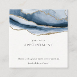 Eleganter Abstrakter Navy Blue Agate Gold Ernennun Quadratische Visitenkarte