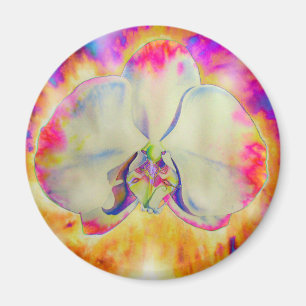 Eleganter abstrakter Retro-Aquarellorchid Magnet
