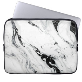 Eleganter abstrakter, schwarz-weißer Marmorstein Laptopschutzhülle