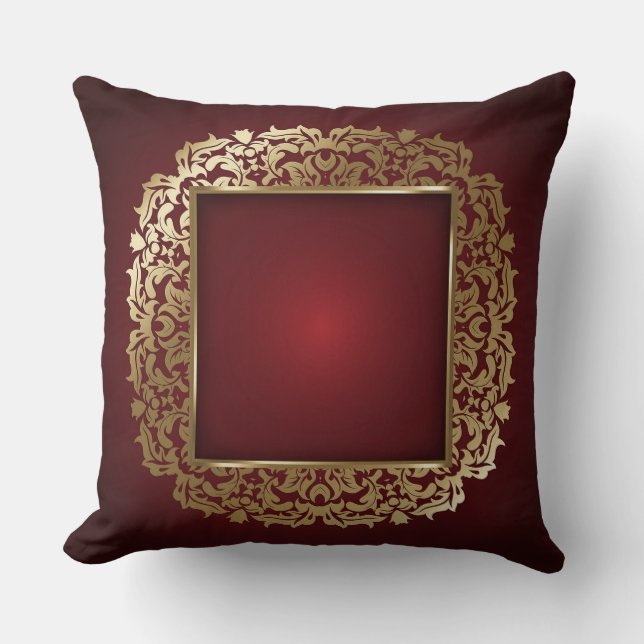 Eleganter abstrakter Wein und Gold Kissen (Vorderseite)