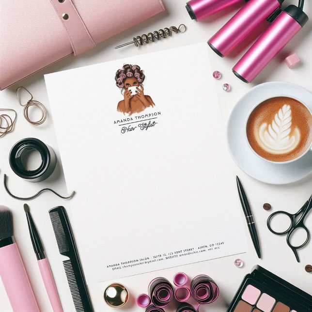 Eleganter afrikanischer Friseur Briefbogen (Elegant African American Hair Salon Letterhead)