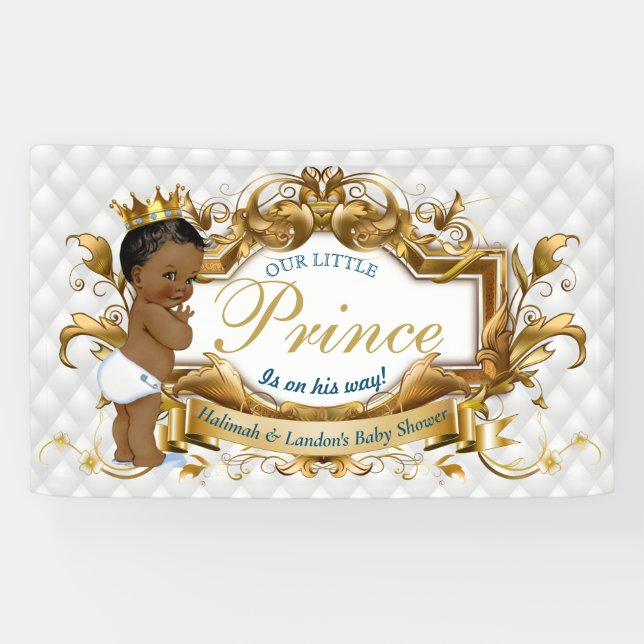 Eleganter afrikanischer Prinz White Diamond Napkin Banner (Horizontal)