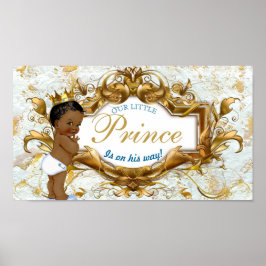 Eleganter afrikanischer Prinz White & Gold-Marmor Poster