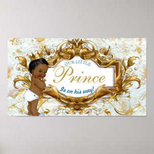 Eleganter afrikanischer Prinz White & Gold-Marmor Poster