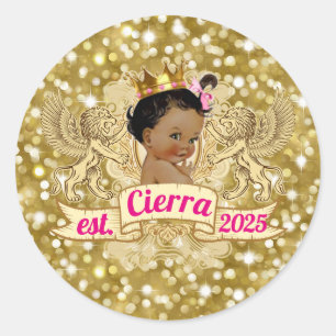 Eleganter afrikanischer Prinzessin Pink Gold-Glitz Runder Aufkleber
