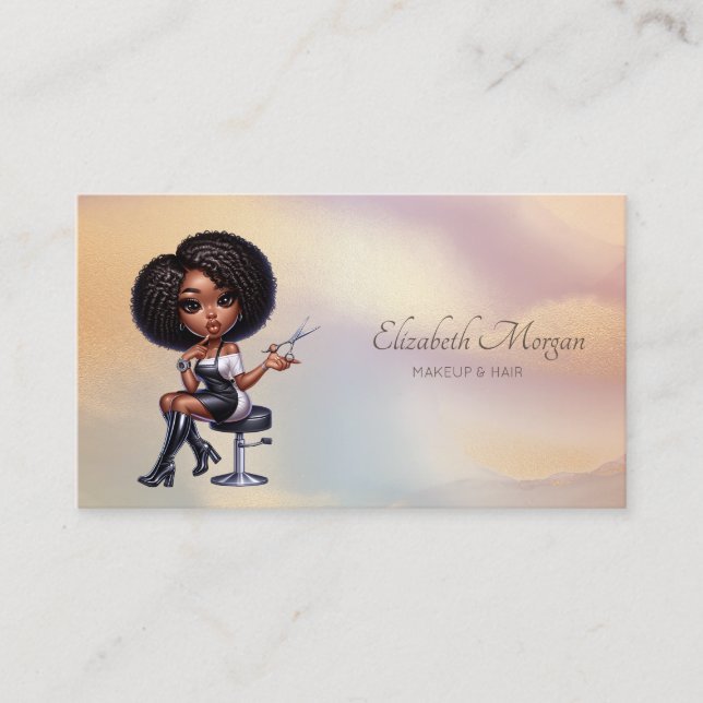 Eleganter Afroamerikanischer Frisör-Colorful Visitenkarte (Vorderseite)