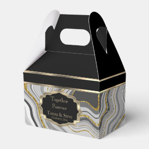 Eleganter Agate Marmor mit Schwarz, Gold und Grau Geschenkschachtel