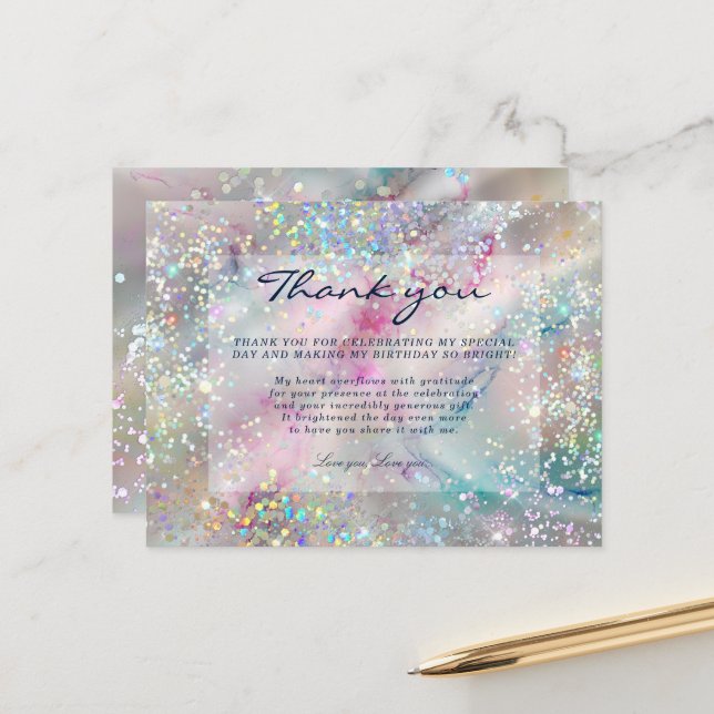 Eleganter Alcohol Ink Holographic Glitzer Vielen D Postkarte (Vorderseite/Rückseite Beispiel)