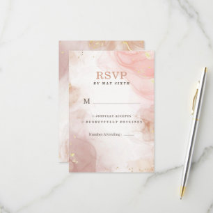 Eleganter Alkohol Tinte Gold Rosa Rosa Minimal Mod RSVP Karte