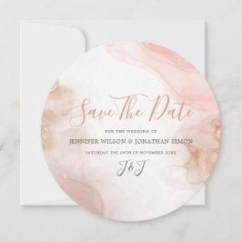 Eleganter Alkohol Tinte Gold Rosa Rosa Minimal Mod Save The Date