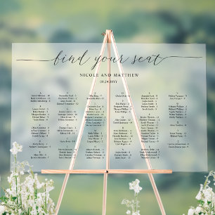 Eleganter Alphabetischer Sitzplan Mattierter Stil Acrylschild