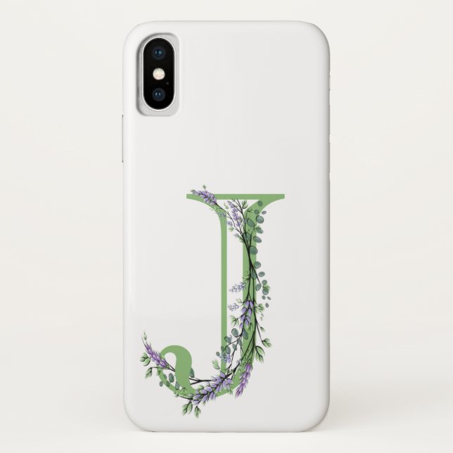 Eleganter Alphetbet-Brief J Lavender Eucalyptus Case-Mate iPhone Hülle (Rückseite)