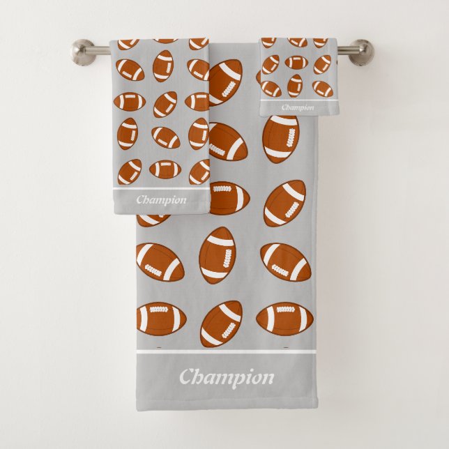 Eleganter American Football on Gray Badhandtuch Set (Insitu)