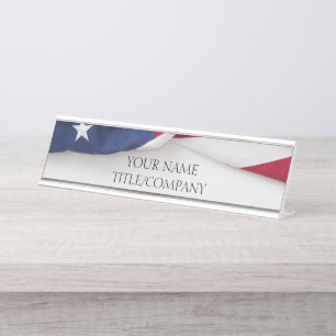 Eleganter amerikanischer Flaggen-Firmenname Schreibtischnamensplakette