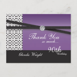 Eleganter Amethyst-Lila und Schwarzer Geburtstag Postkarte