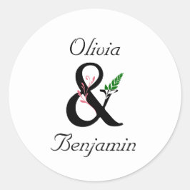 Eleganter Ampersand Hochzeitskleber Runder Aufkleber