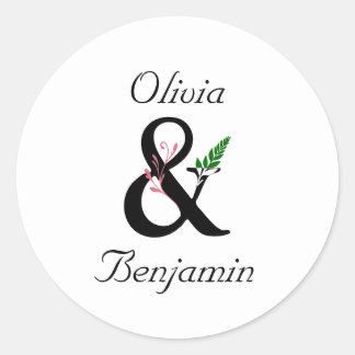 Eleganter Ampersand Hochzeitskleber Runder Aufkleber