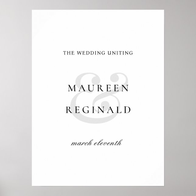 Eleganter Ampersand Minimal Moderne Hochzeit Poster (Vorne)