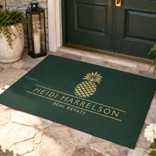 Eleganter Ananas-Makler Luxusimmobilien Grün Fußmatte