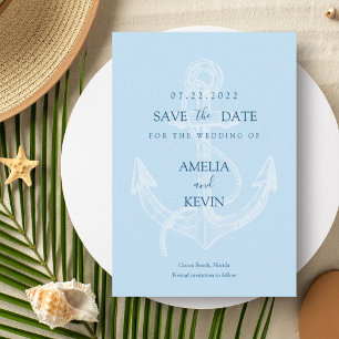 Eleganter Anchor Nautical Beach Save The Date
