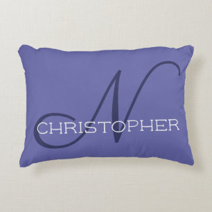 Eleganter Anfangsbuchstabe N Periwinkle Blau Styli Dekokissen