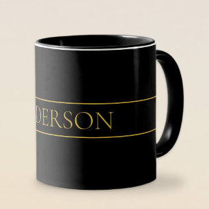 Eleganter anpassbarer Goldtext und Linien Tasse