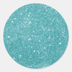 Eleganter Aqua Glitzer Runder Aufkleber