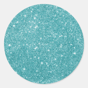 Eleganter Aqua Glitzer Runder Aufkleber