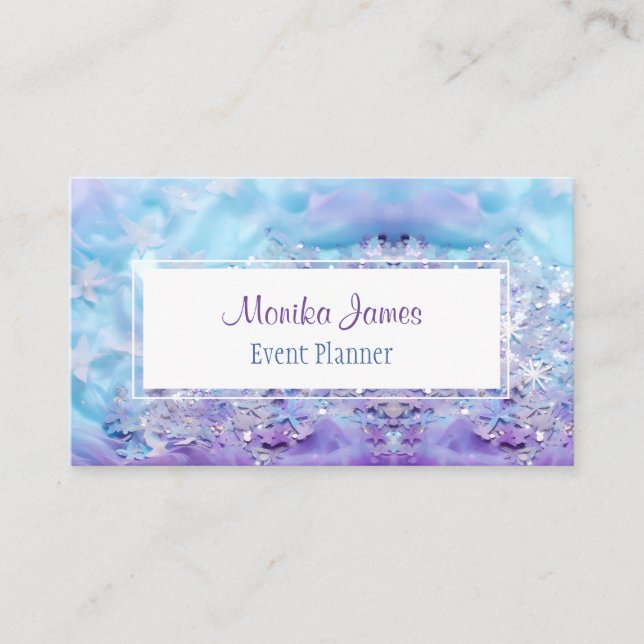 Eleganter Aqua und Violet Lilac Shimmer Glitzer Visitenkarte (Vorderseite)