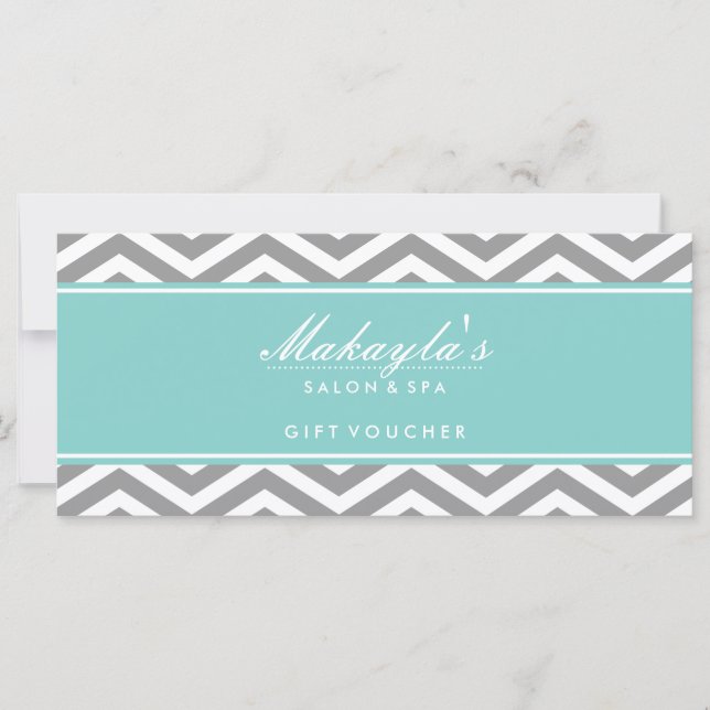 Eleganter Aquamarin Blue und Gray Zickzack Geschen (Vorderseite)