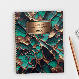 Eleganter Aquamarin- und Goldmarmor mit Bronze-Nam Planer