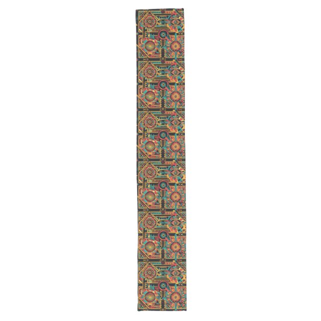 Eleganter Aquamariner "Aztec Dream" dekorativer Ti Großer Tischläufer (Vorderseite)