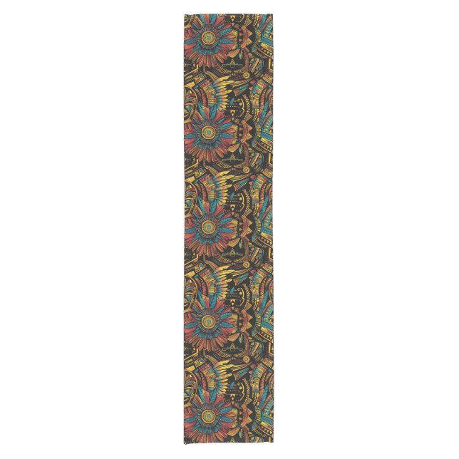 Eleganter Aquamariner "Aztec Dream" dekorativer Ti Kurzer Tischläufer (Vorderseite)