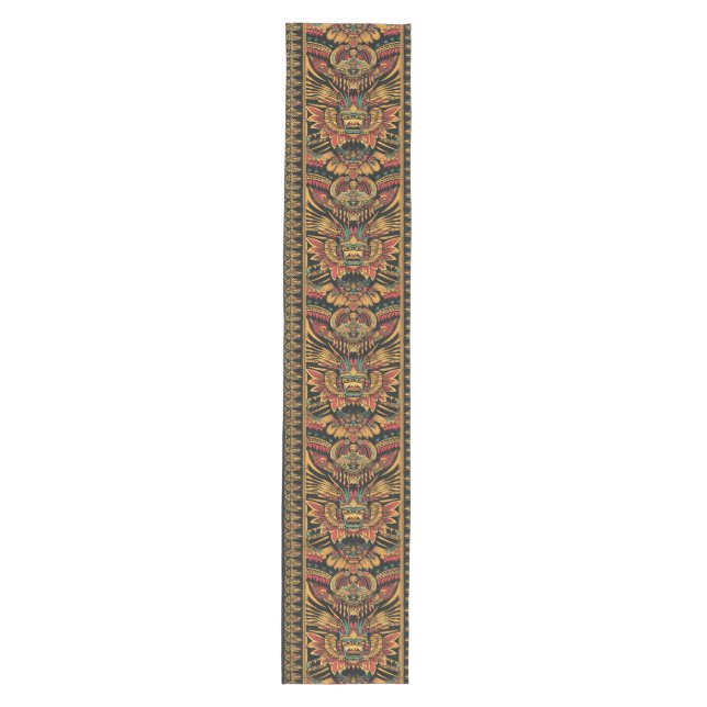 Eleganter Aquamariner "Aztec Dream" Tischläufer (Vorderseite)