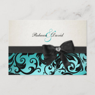 Eleganter Aquamariner Blue Damask mit Diamant-UAWG RSVP Karte