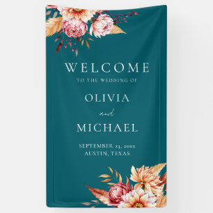 Eleganter Aquamariner Boho Chic Floral Wedding Wil Banner