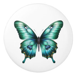 Eleganter Aquamariner Butterfly Türkis Blue Drawer Keramikknauf