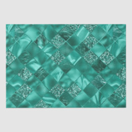 Eleganter Aquamariner Glitzer Diamond Lattice Must Seidenpapier