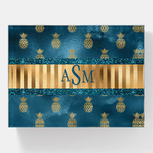 Eleganter Aquamariner Glitzer Metallische Ananas M