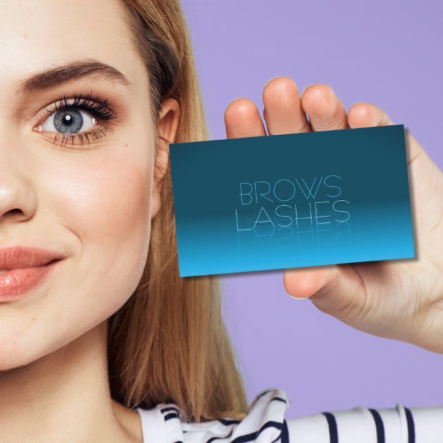 Eleganter Aquamariner Gradient Chic Mirror Schrift Visitenkarte (Von Creator hochgeladen)