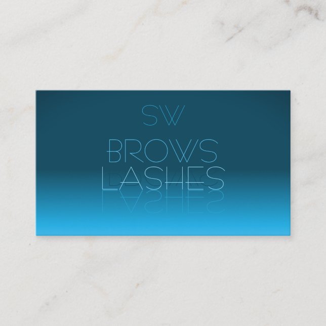 Eleganter Aquamariner Gradient Mirror Schriftart m Visitenkarte (Vorderseite)