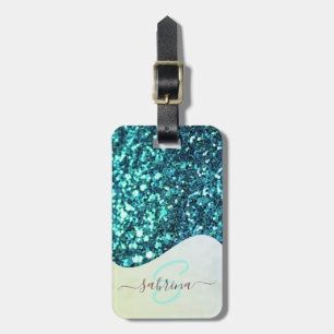Eleganter Aquamariner grüner Tropfen Glitzer Mit M Gepäckanhänger