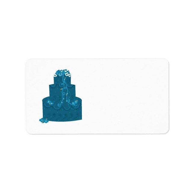 Eleganter Aquamariner Hochzeitstorte Adressaufkleber (Vorne)