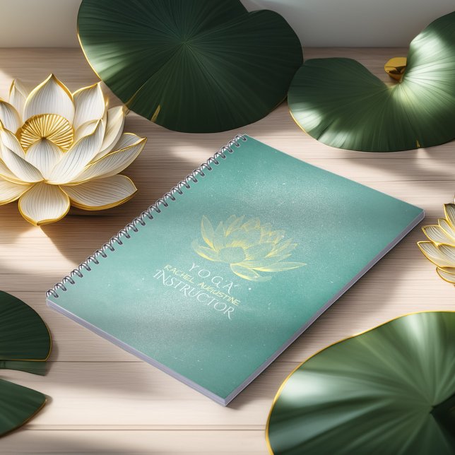 Eleganter Aquamariner Lotus YOGA Meditation Instru Notizblock (Von Creator hochgeladen)