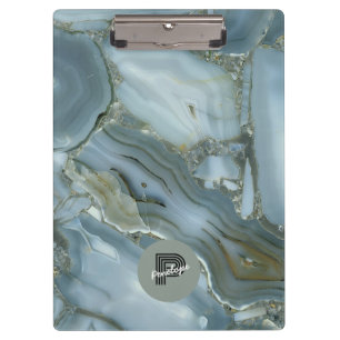 Eleganter Aquamariner Marmoreffekt Individualisier Klemmbrett