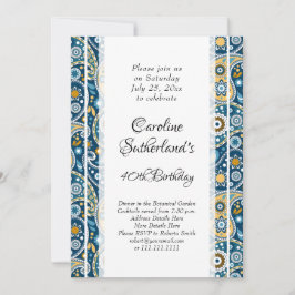 Eleganter aquamariner Paisley-Druck Geburtstagspar Einladung