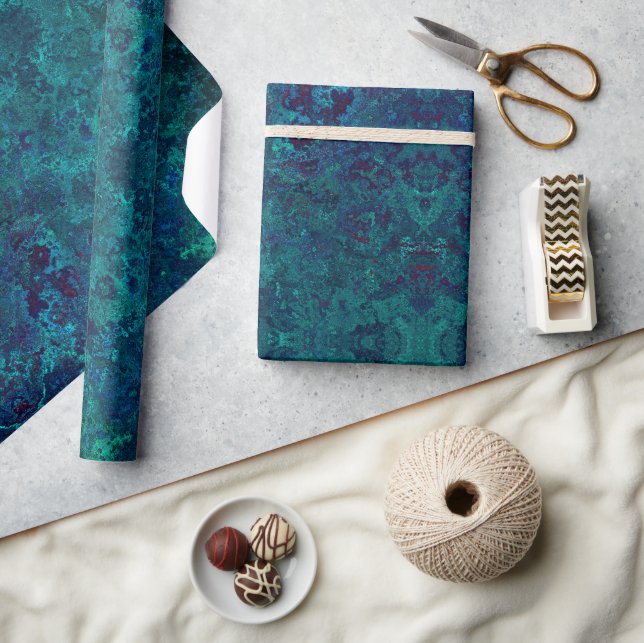 Eleganter Aquamariner türkisfarbener Edelstein Geschenkpapier (Kunsthandwerk)