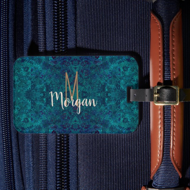 Eleganter Aquamariner türkisfarbener Edelstein Per Gepäckanhänger (Vorderseite Insitu 4)